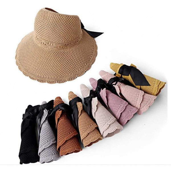 【大童及媽媽專屬,浪漫一夏超有型配件春夏遮陽帽】可折疊太陽帽大帽簷沙灘帽,超時尚有型/遮陽帽/空頂帽/沙灘帽/帽子☆母親節